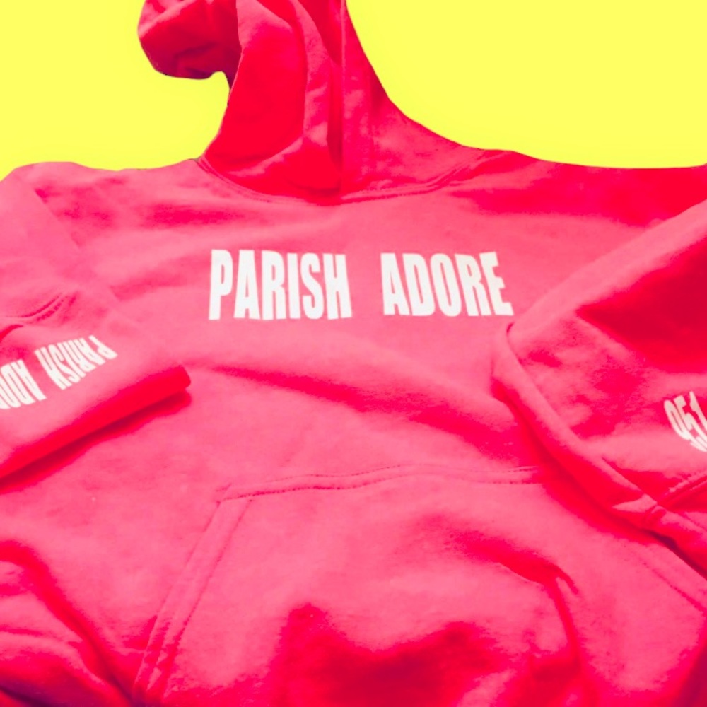 Ladies pink PARISH ADORE pull over Hoodies